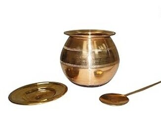 Bronze Pot with hole Lid and Ladle ,Vengala Panai, Kansya Patra, Kancina Patre, Tamil Thai Thirunal Pongal Set,Bronze Paanai Set,Bronze Pot