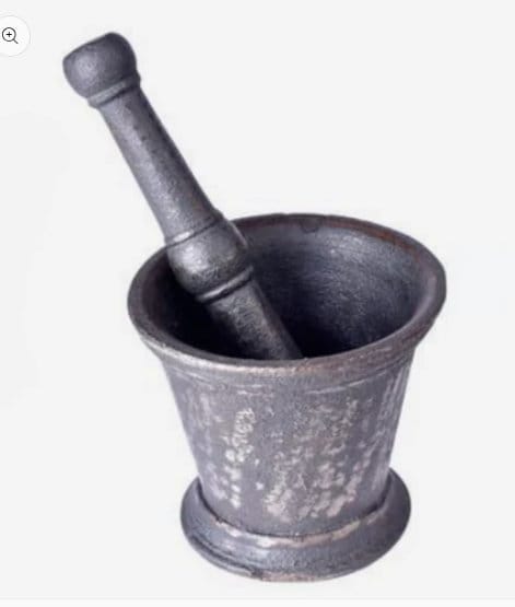 Pure Cast Iron Mortar Pestle Set, Mashing Herbs,Silbatta ,Spice, Medicine Grinder Masher, Okhli ,Musal ,Khalbatta  Ideal for Hand Grinder