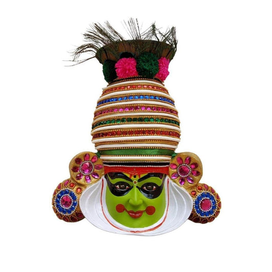 Krishna Kathakali Mask Wall Hanging Home Decor, Vintage Style Wall Decor | Fibre Kathakali Face, Kerala Traditional Home Decor, Wall Hanging