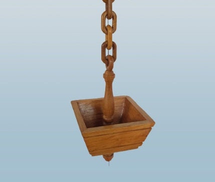 Kerala Bhasma kotta in Wood with wooden chain , Traditional wooden basket for Ashes,Vibhooti box, Bhasma thattu- 33 inch  Height,