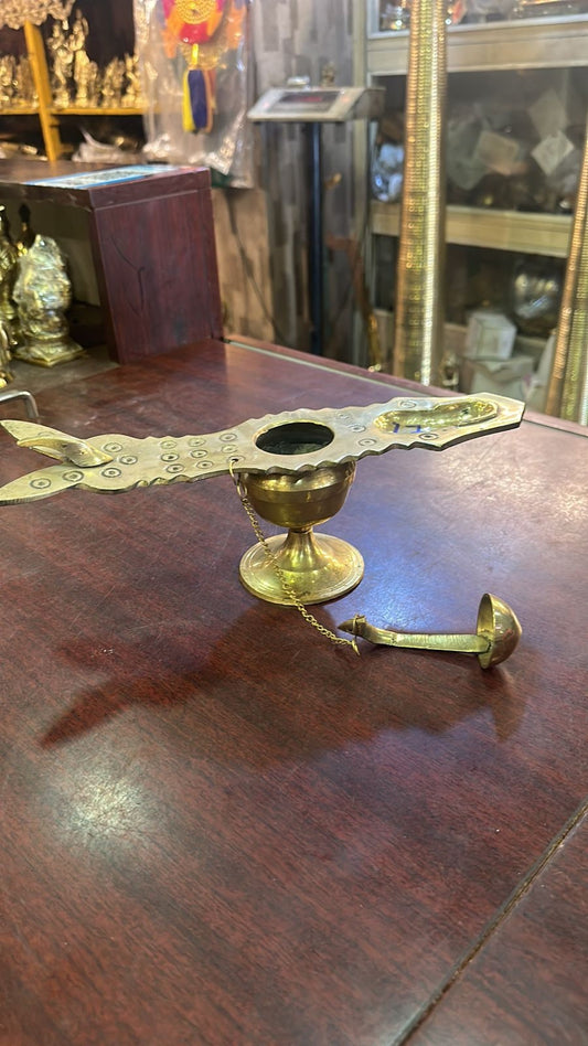 Kerala Changalavatta  Lamp, Astamangala Vilakku, Traditional Bronze Oil Lamp,