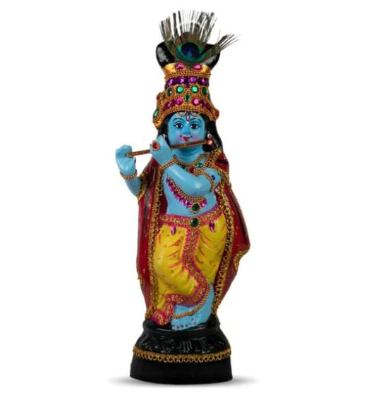 Lord Sree Krishna  Idol with Flute in Fibre, Krishna Murti, Home Decor, Vishu, Onam, Vintage Style Wall Decor, Height 40 CM