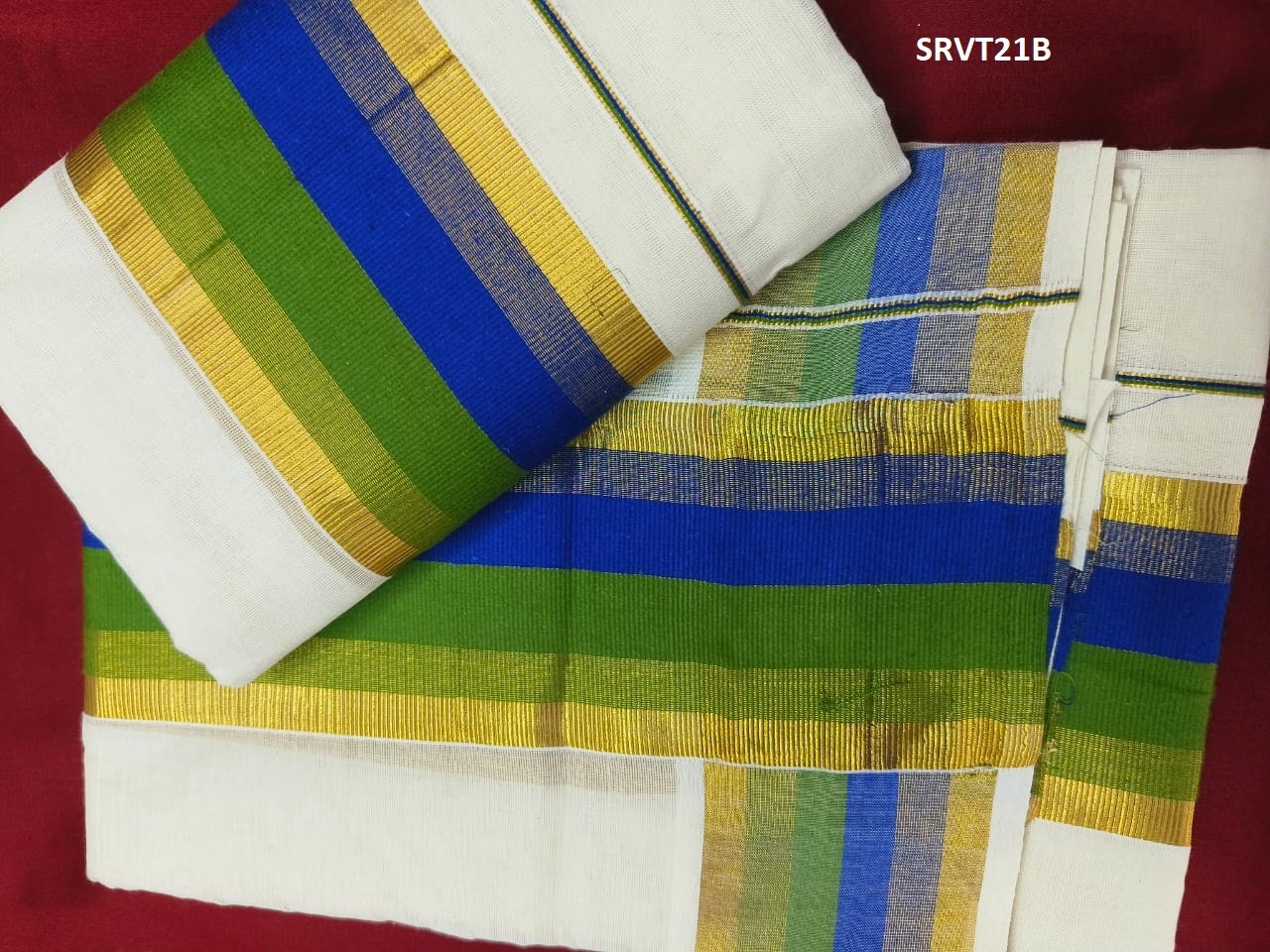 Cotton Kunchalam Set Mundu with Stitched Blouse & Non Stitched Material / Kerala traditional women clothing/ Onam,Vishu special