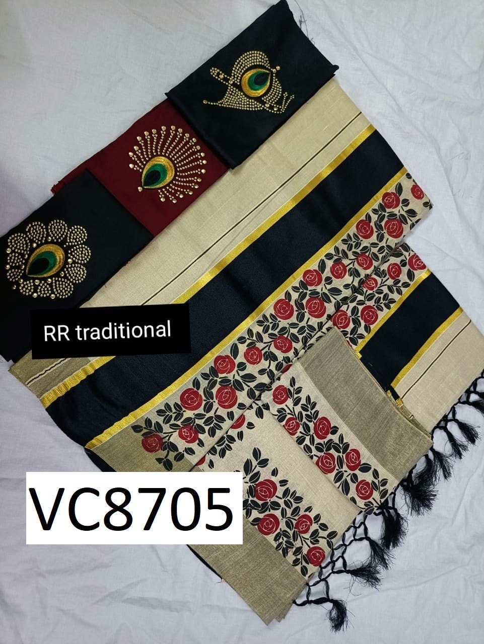 Kerala Special Tissue Running Flower Printed Kunjalam Set Mundu 2.80 Mtr,Kerala Beautiful Designs,Vishu ,Onam,Festival,Traditional,Pooja.