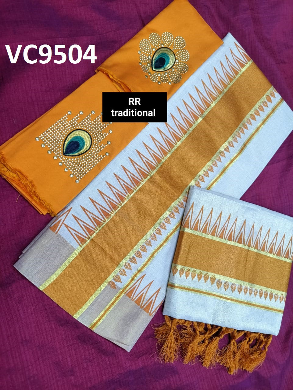 Kerala Special Tissue Temple Printed Kunjalam Set Mundu 2.80 With Stitched Blouse or Blouse Material,Beautiful Kerala Designs,Onam,Vishu.