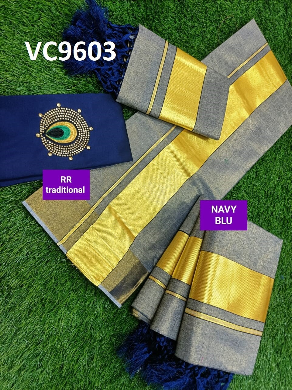 Kerala Special Full Color Tissue Kunjalam Set Mundu 2.80 With Stitched Blouse or Blouse Material,Beautiful Kerala Designs,Onam,Vishu,Pooja.