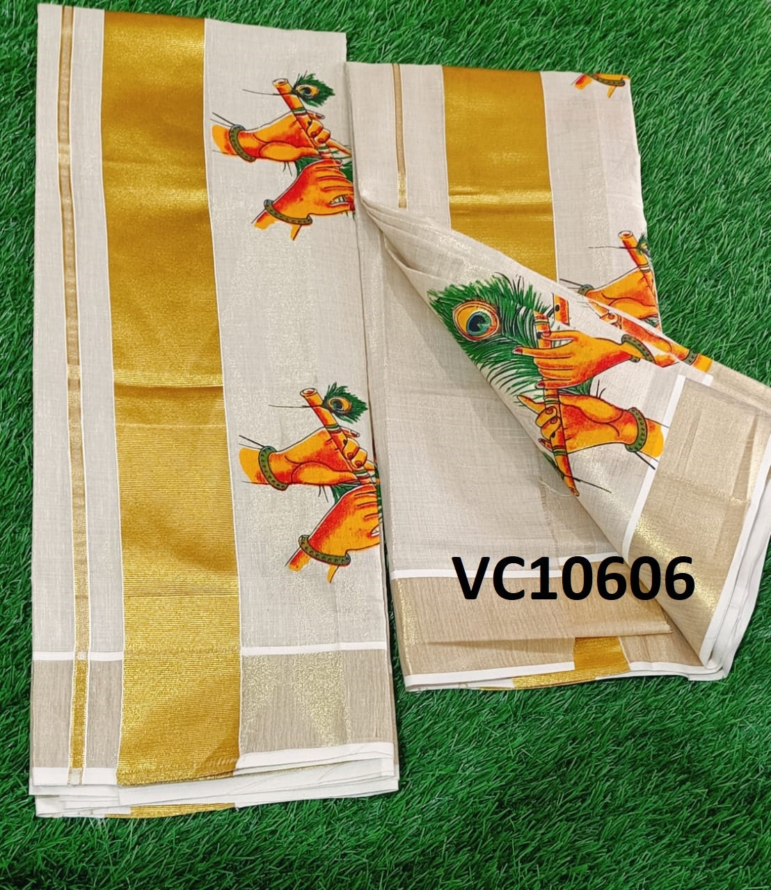 Kerala Special Golden Tissue Set Mundu 2.80 mtr,Beautiful Kerala Designs,Onam,Vishu,Pooja ,Traditional,Special Occassions,Festival Wear.