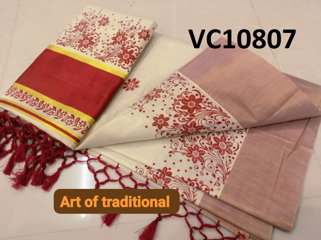 Kerala Golden Tissue Saree 6.25 mtr,Kerala Saree,Vishu,Onam,Handmade Designs,Pooja,Festival,Temple,Traditional,Sepcial Occassions Wear .