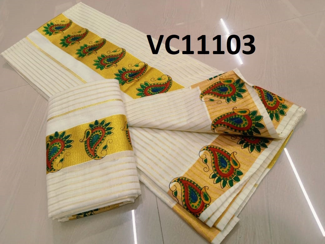 Kerala Special Cotton Set Mundu 2.80,Beautiful Kerala Designs,Vishu,Onam,Traditional,Pooja,Wedding,Special Occassions,Festival,Ethnic Wear.