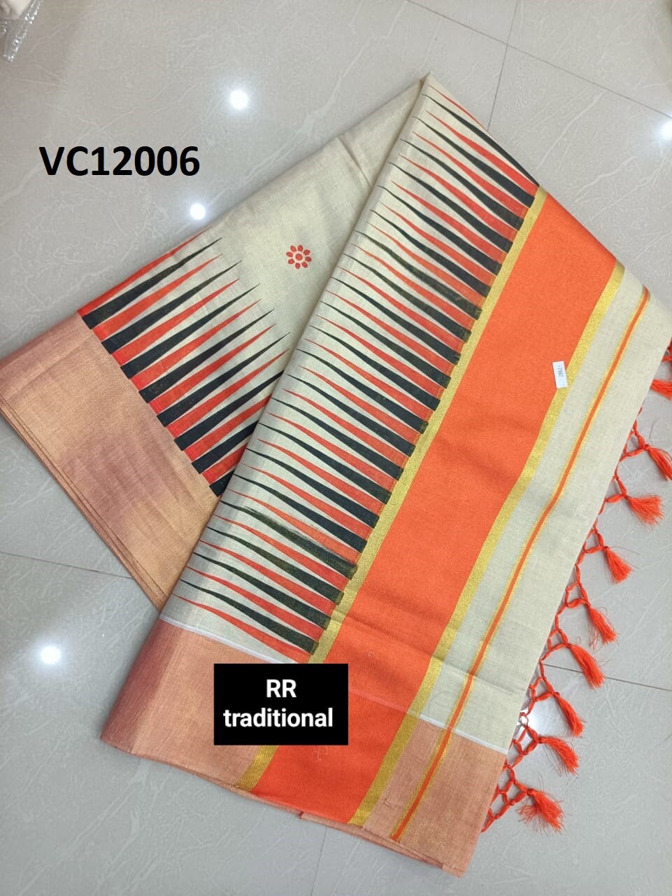 Kerala Golden Tissue Double Color Temple Saree 6.25 mtr,Kerala,Vishu,Onam Saree,Pooja,Festival,Temple,Traditional,Hand Made,Ethnic Wear.