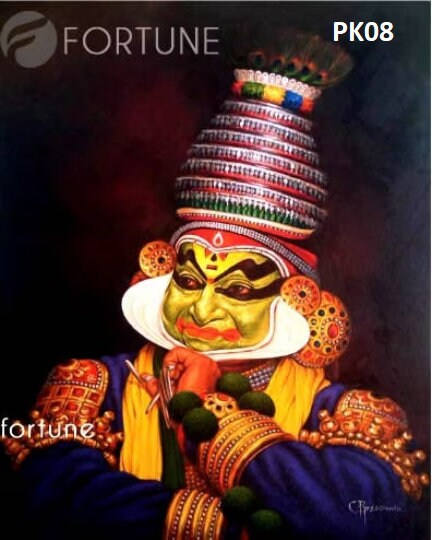 Kathakali Original Oil Painting, Oil painting on canvas, Home, office, Hotel decor, Kerala Traditional Art form