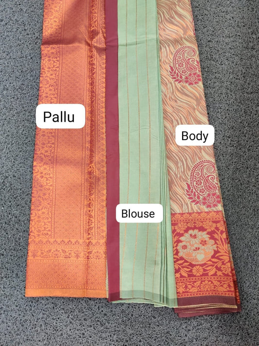 Kerala Tiger Pattern Kanchipuram Weave Silk Saree,Kerala Saree,Vishu Saree,Onam Saree,Handmade Designs,Wedding,Party wear,Special Occassions