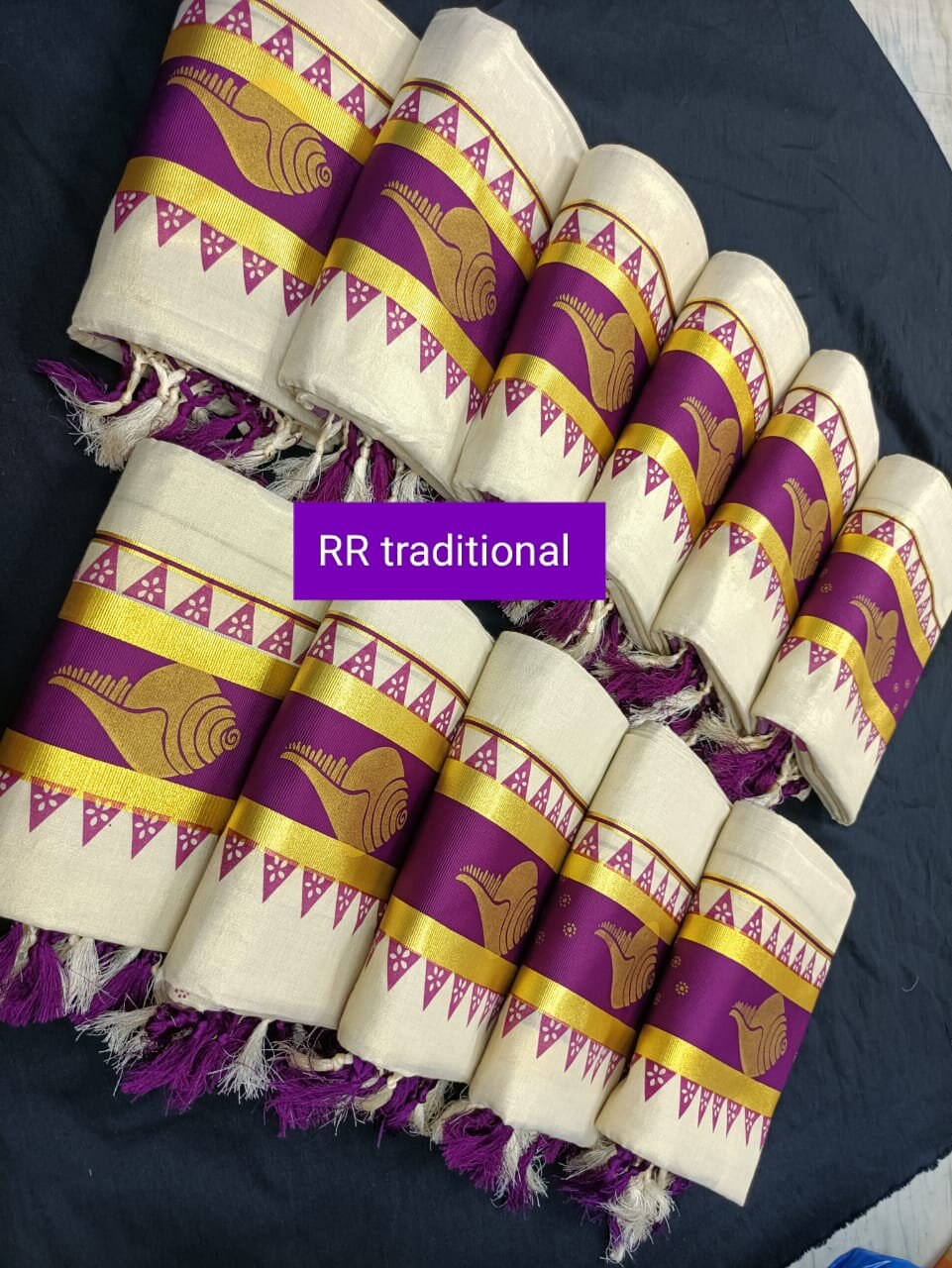 Kerala Special Tissue 4 Inch Color Jari Golden Printed Kunjalam Set Mundu 2.80 Mtr,Kerala Beautiful Designs,Vishu ,Onam,Festival,Pooja Wear.