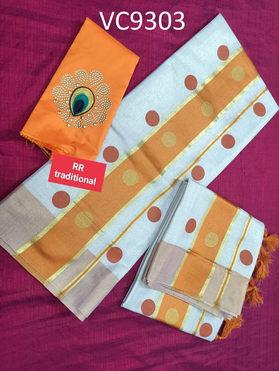 Kerala Special Golden Tissue Printed Kunjalam Set Mundu 2.80 Mtr,Kerala Beautiful Designs,Vishu ,Onam,Festival,Traditional,Pooja Set Mundu.