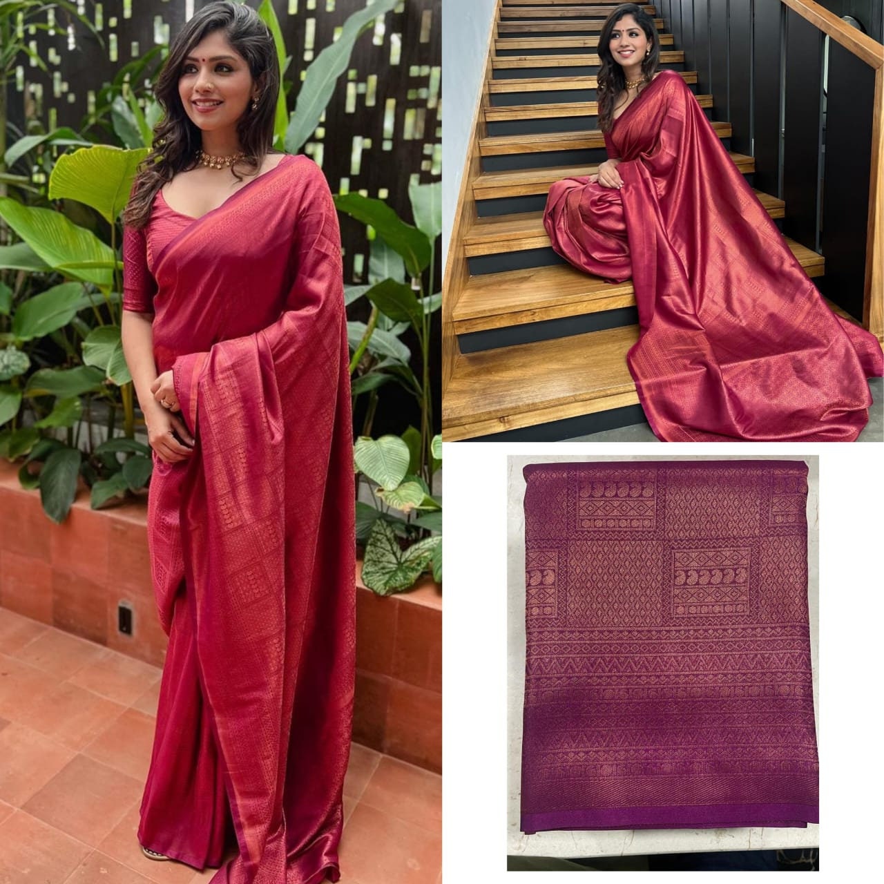 Kerala Premium Banarasi Weave Kubera Pattu Saree 6.25Mtr/With Elastic Waist Ready to Wear,Vishu,Onam,Party Wear,Wedding,Birthday Gift.