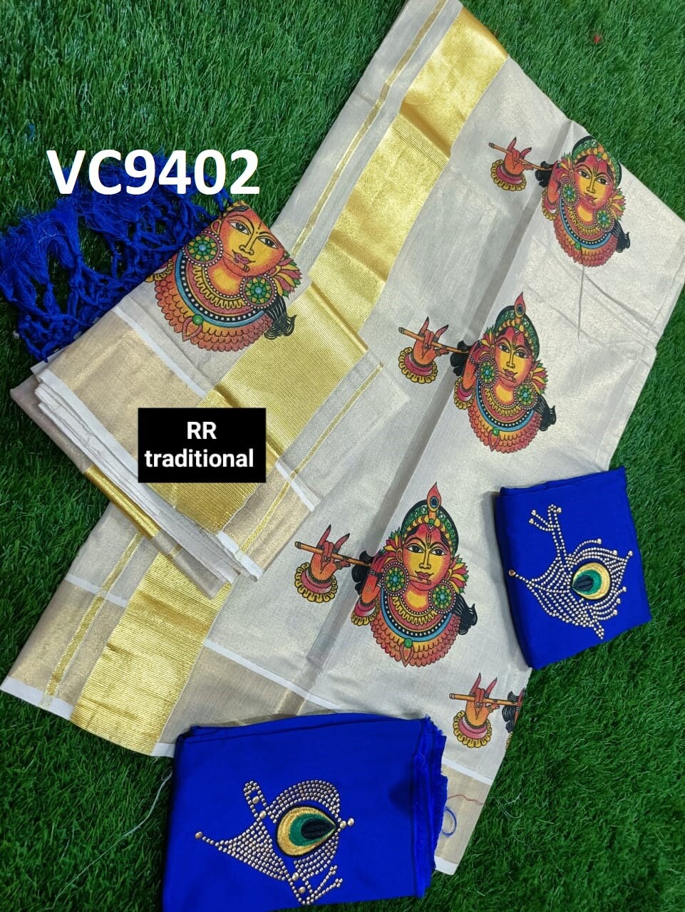 Kerala Special Tissue Mural Printed Kunjalam Set Mundu 2.80 Mtr,Kerala Beautiful Designs,Vishu,Onam,Festival,Traditional,Pooja,Birthday.