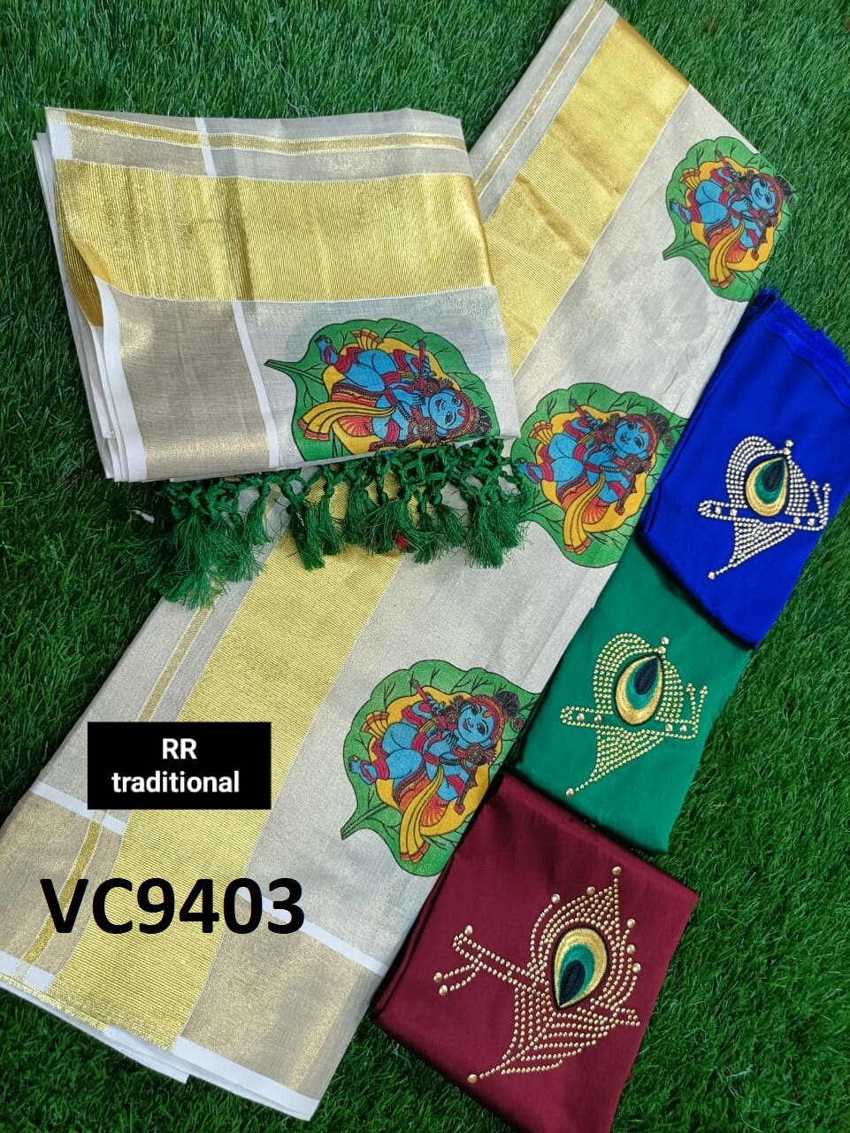 Kerala Special Tissue Mural Printed Kunjalam Set Mundu 2.80 Mtr,Kerala Beautiful Designs,Vishu,Onam,Festival,Traditional,Pooja,Birthday.