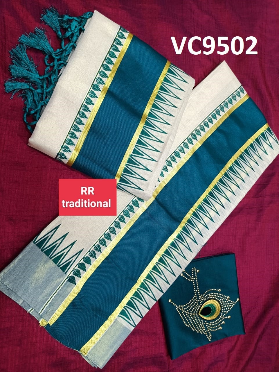 Kerala Special Tissue Temple Printed Kunjalam Set Mundu 2.80 With Stitched Blouse or Blouse Material,Beautiful Kerala Designs,Onam,Vishu.