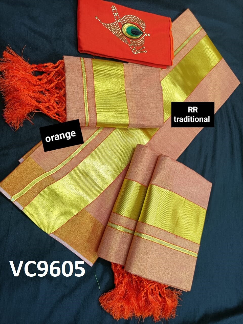 Kerala Special Full Color Tissue Kunjalam Set Mundu 2.80 With Stitched Blouse or Blouse Material,Beautiful Kerala Designs,Onam,Vishu,Pooja.