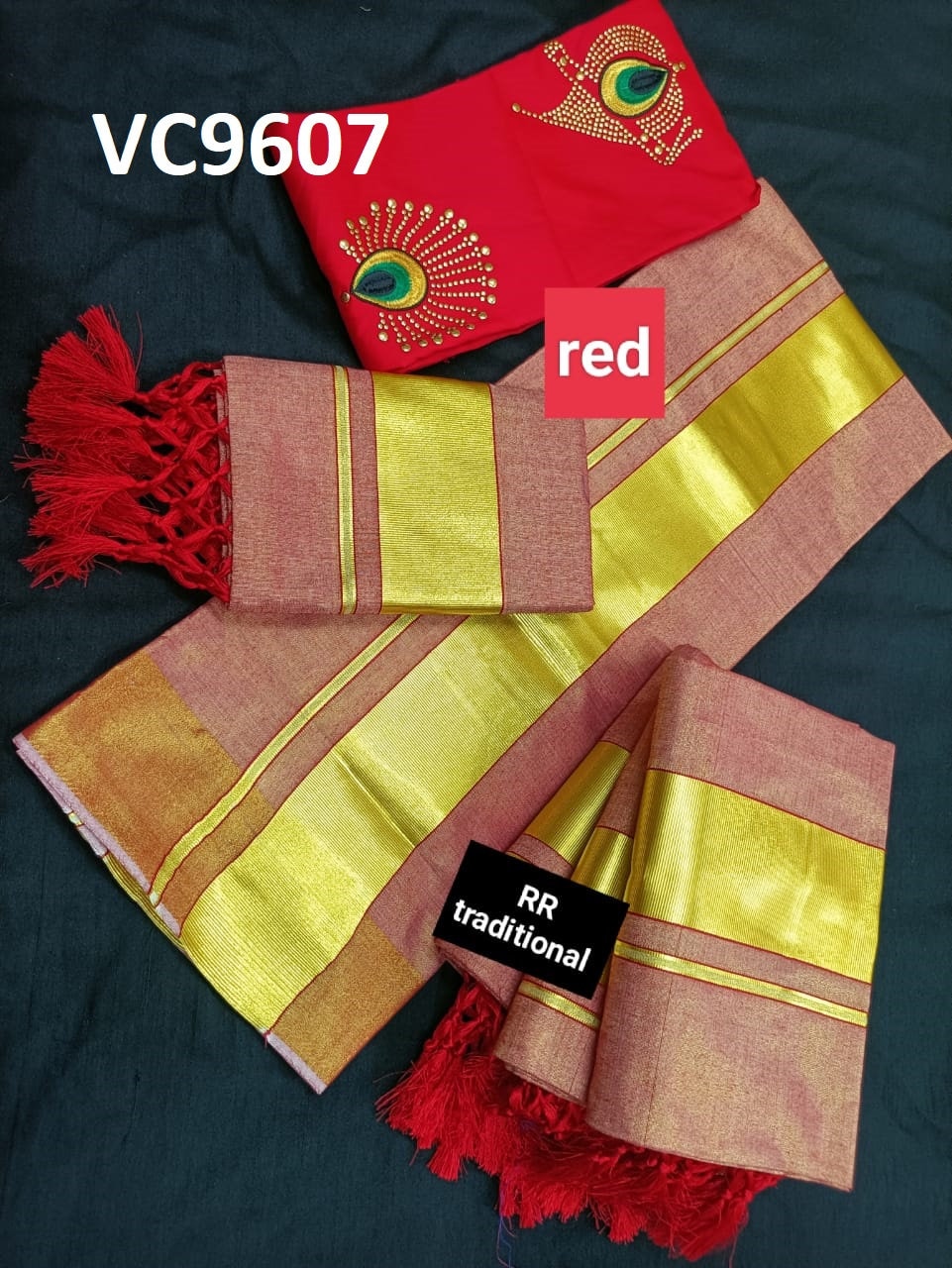 Kerala Special Full Color Tissue Kunjalam Set Mundu 2.80 With Stitched Blouse or Blouse Material,Beautiful Kerala Designs,Onam,Vishu,Pooja.