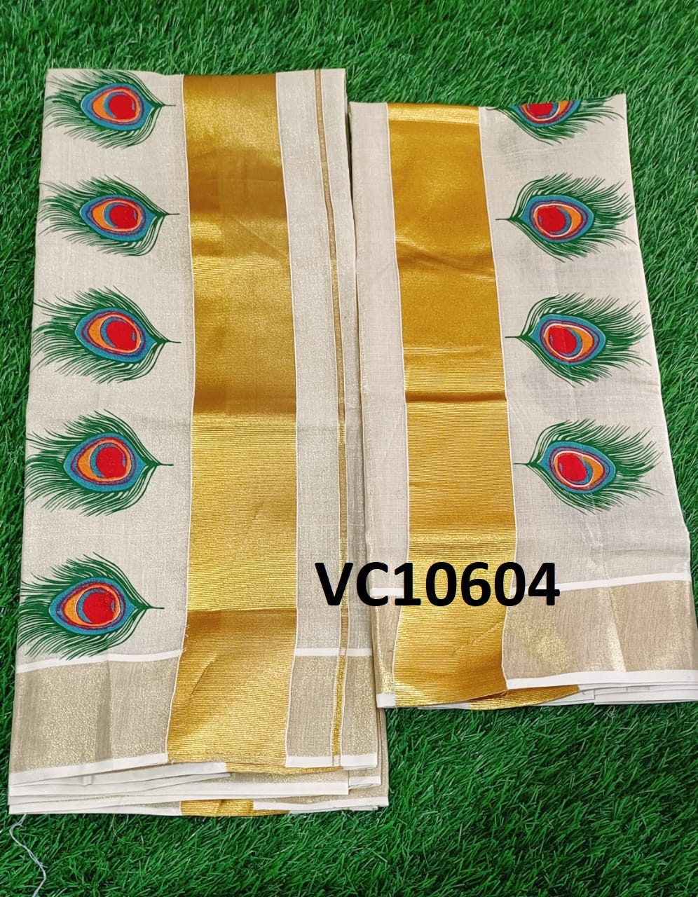 Kerala Special Golden Tissue Set Mundu 2.80 mtr,Beautiful Kerala Designs,Onam,Vishu,Pooja ,Traditional,Special Occassions,Festival Wear.