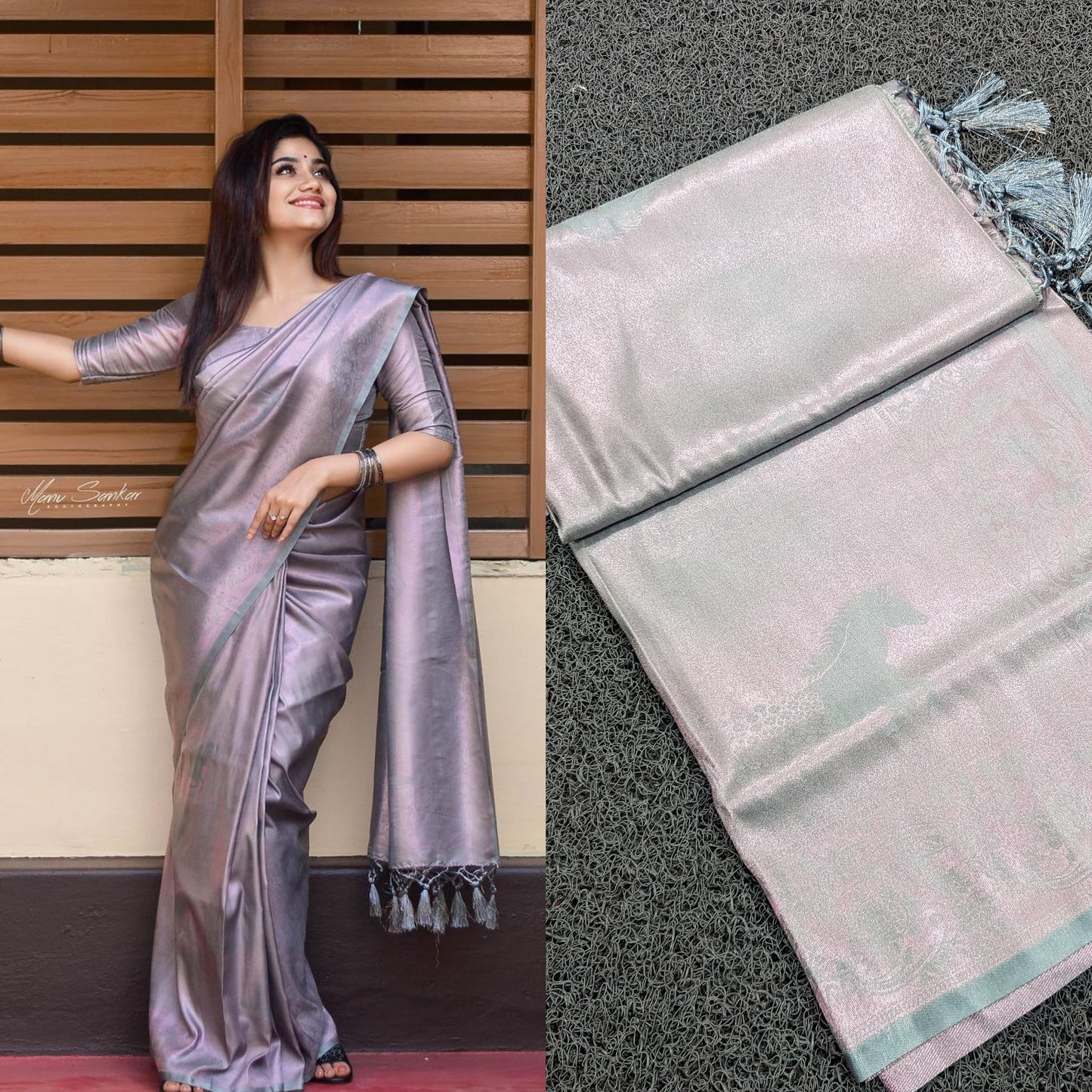 Kerala Premium Banarasi Weave Horse Butta Kubera Pattu Saree,Elastic Waist Ready To Wear Vishu,Onam,Party Wear,Wedding,Special Gift To Her.