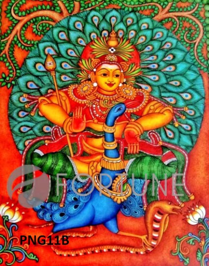 Lord Vishnu /Hanuman/Siva/ Subramanya Original Kerala Mural Painting,Canvas Rolled,Wall Decor,Kerala Traditional Mural Art,Tamilnadu murukan