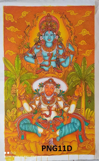 Lord Vishnu /Hanuman/Siva/ Subramanya Original Kerala Mural Painting,Canvas Rolled,Wall Decor,Kerala Traditional Mural Art,Tamilnadu murukan