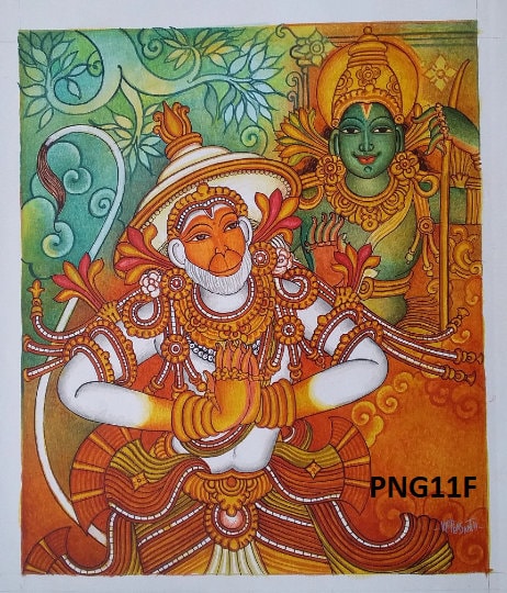 Lord Vishnu /Hanuman/Siva/ Subramanya Original Kerala Mural Painting,Canvas Rolled,Wall Decor,Kerala Traditional Mural Art,Tamilnadu murukan