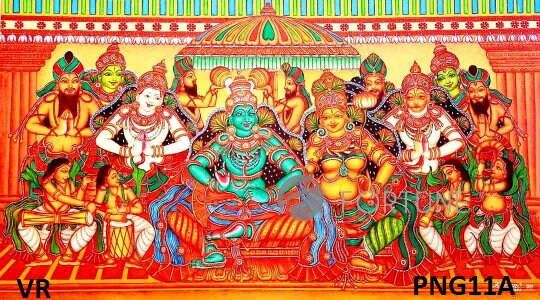 Kerala Mural Painting, Traditional Mural Art - Canvas Rolled Wall Decor, Sri Rama Pattabhishekam-  Sri Rama Vijayam -Ramayana mural painting