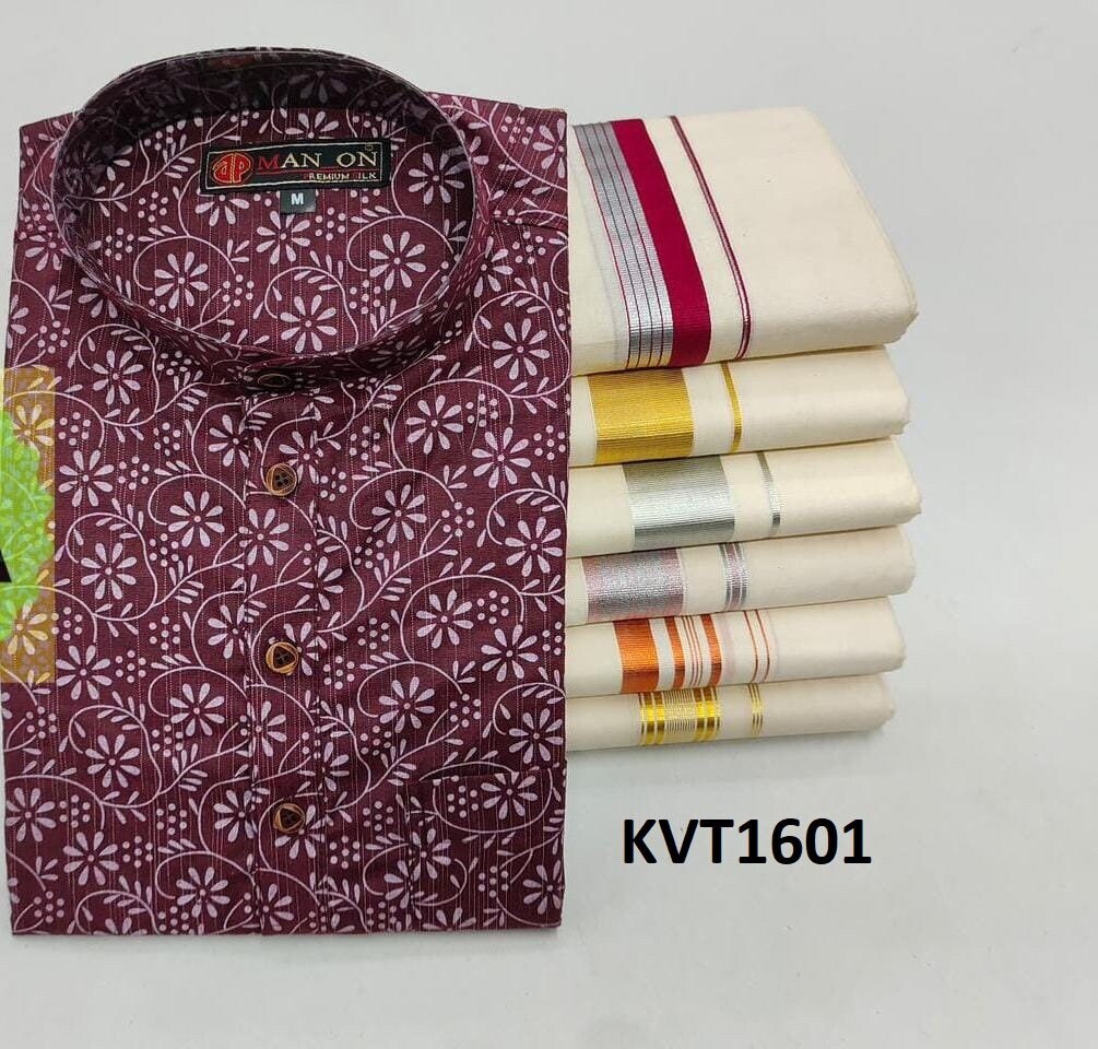 Kurtha Cotton For Men With Dhothi,Handmade Designs,Onam,Vishu,Birthday,Marriage,Festival Occasions,Party Wear,Traditional Dress,Temple.