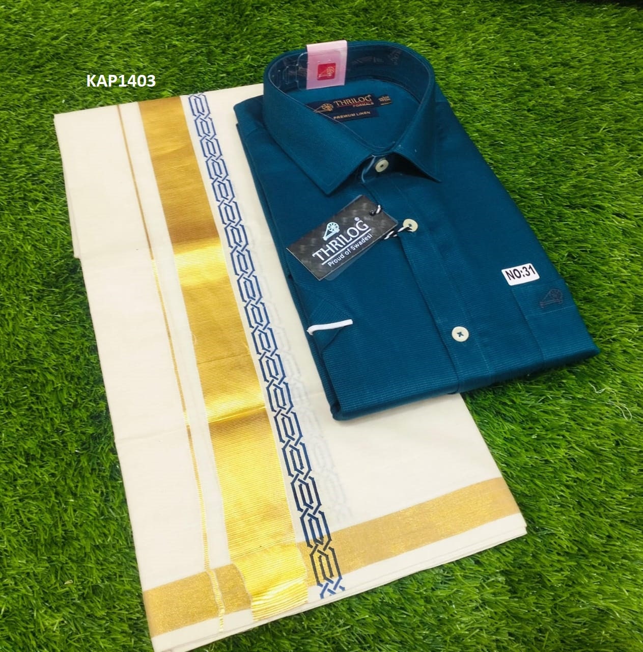 Kerala Linen Shirt With Dhothi,Kerala Traditional Wear,Onam,Vishu,Birthday,Marriage,Christmas, Ramadan,Festival occasions,As A Gift,Temple .