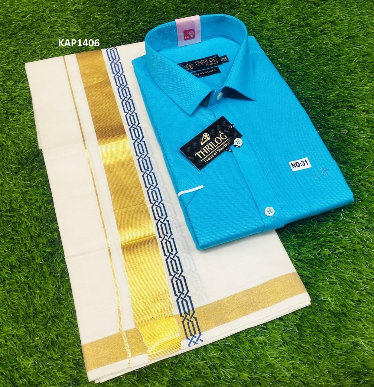 Kerala Linen Shirt With Dhothi,Kerala Traditional Wear,Onam,Vishu,Birthday,Marriage,Christmas, Ramadan,Festival occasions,As A Gift,Temple .