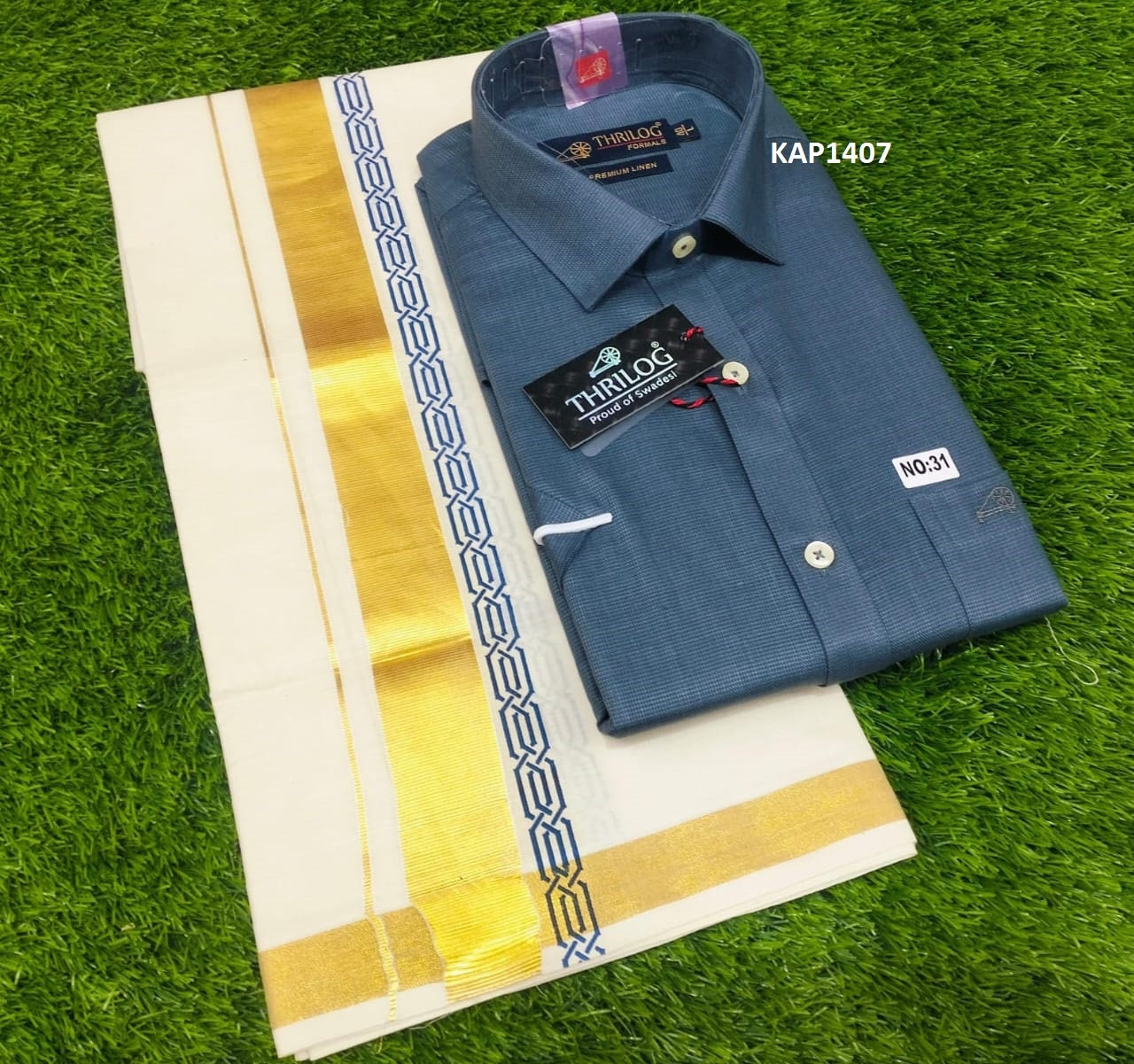 Kerala Linen Shirt With Dhothi,Kerala Traditional Wear,Onam,Vishu,Birthday,Marriage,Christmas, Ramadan,Festival occasions,As A Gift,Temple .