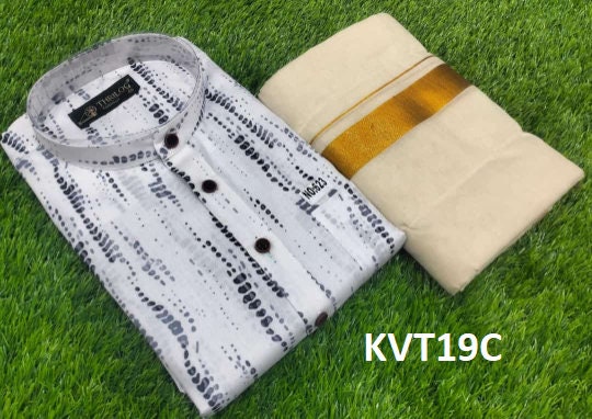 Rainbow Kurtha Cotton For Men With Dhothi,Handmade Designs,Onam,Vishu,Birthday,Marriage,Festival Occasions,Party Wear,Traditional Dress.