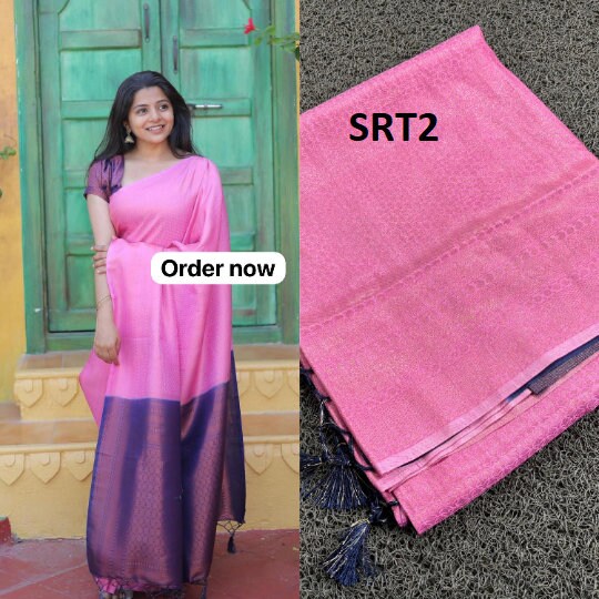 Kerala All Self Kuberapattu Saree With Contrast Pallu And Blouse 6.25 mtr,Kerala Silk Saree ,Vishu ,Onam Saree,Handmade Designs,Birthday.