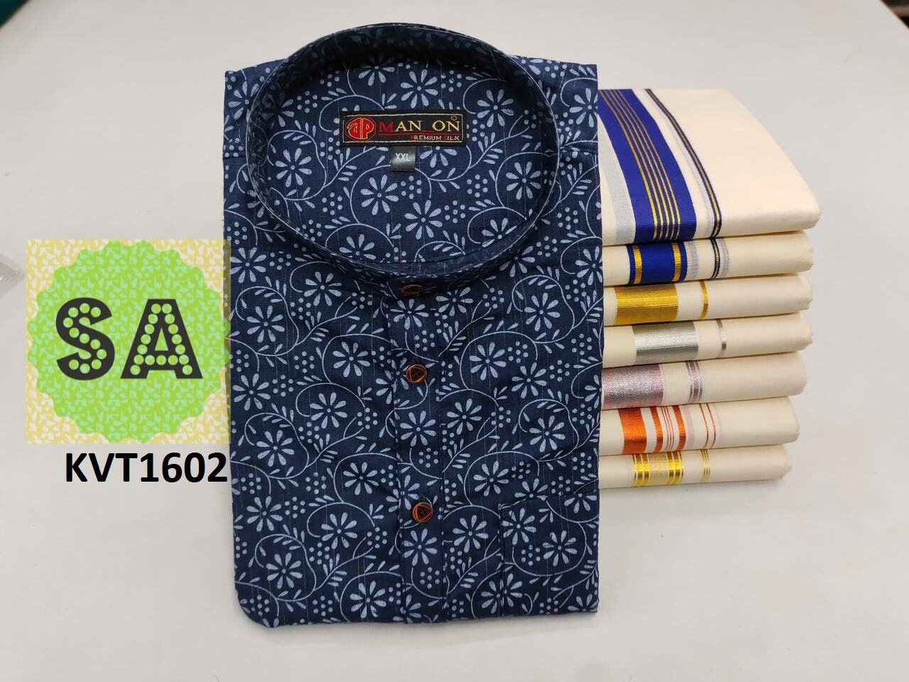 Kurtha Cotton For Men With Dhothi,Handmade Designs,Onam,Vishu,Birthday,Marriage,Festival Occasions,Party Wear,Traditional Dress,Temple.