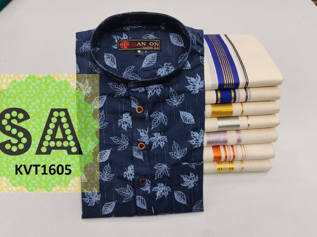 Kurtha Cotton For Men With Dhothi,Handmade Designs,Onam,Vishu,Birthday,Marriage,Festival Occasions,Party Wear,Traditional Dress,Temple.