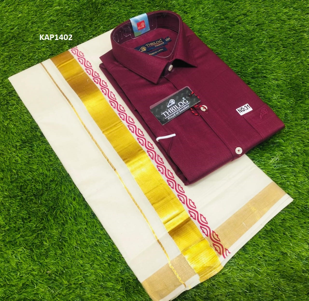 Kerala Linen Shirt With Dhothi,Kerala Traditional Wear,Onam,Vishu,Birthday,Marriage,Christmas, Ramadan,Festival occasions,As A Gift,Temple .