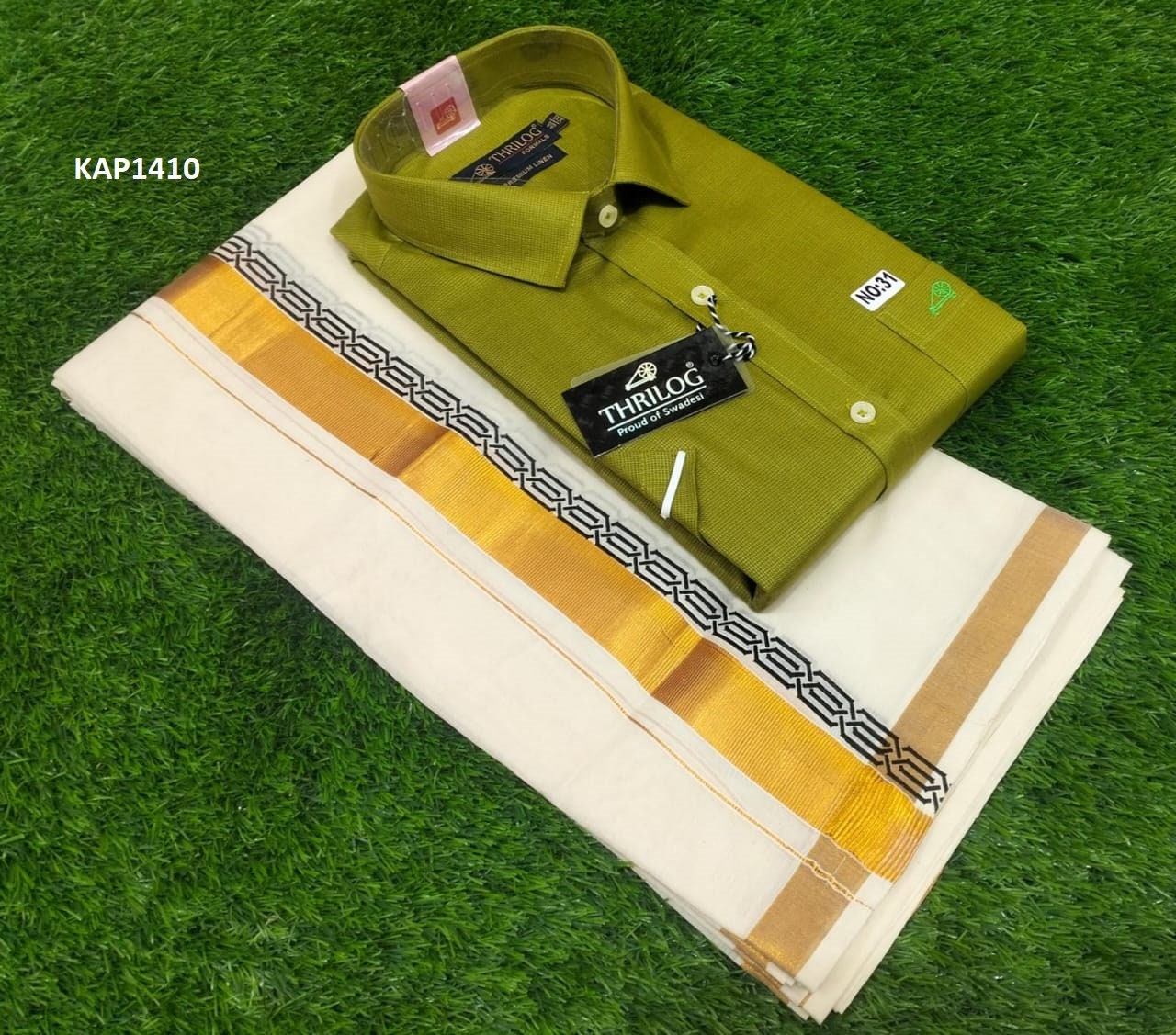 Kerala Linen Shirt With Dhothi,Kerala Traditional Wear,Onam,Vishu,Birthday,Marriage,Christmas, Ramadan,Festival occasions,As A Gift,Temple .