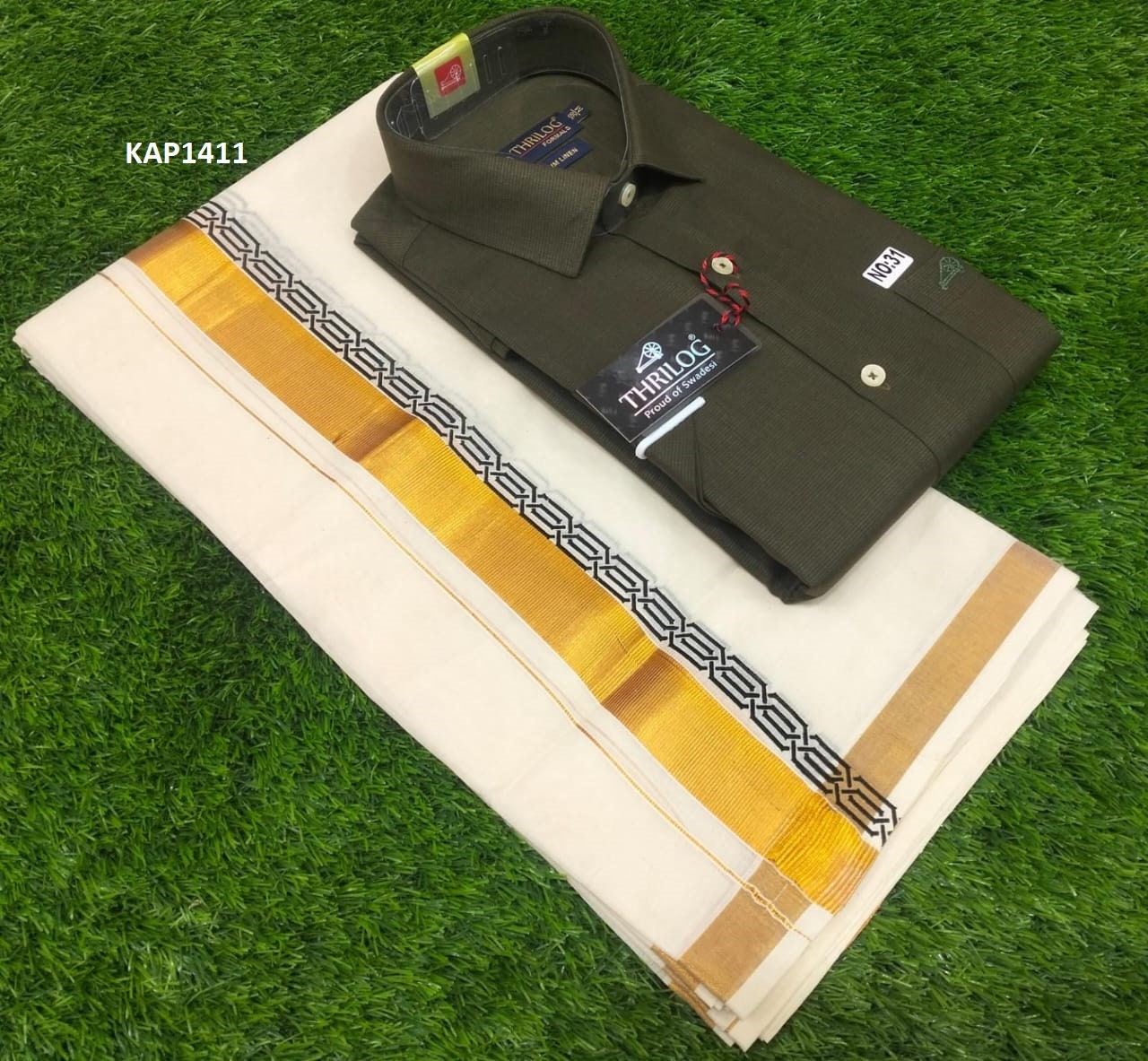 Kerala Linen Shirt With Dhothi,Kerala Traditional Wear,Onam,Vishu,Birthday,Marriage,Christmas, Ramadan,Festival occasions,As A Gift,Temple .