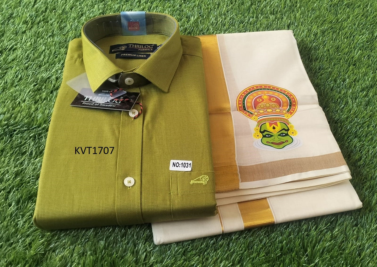 Kerala Linen Shirt With Dhothi,Kerala Traditional Wear,Onam,Vishu,Birthday,Marriage,Christmas, Ramadan,Festival occasions,As A Gift,Temple .