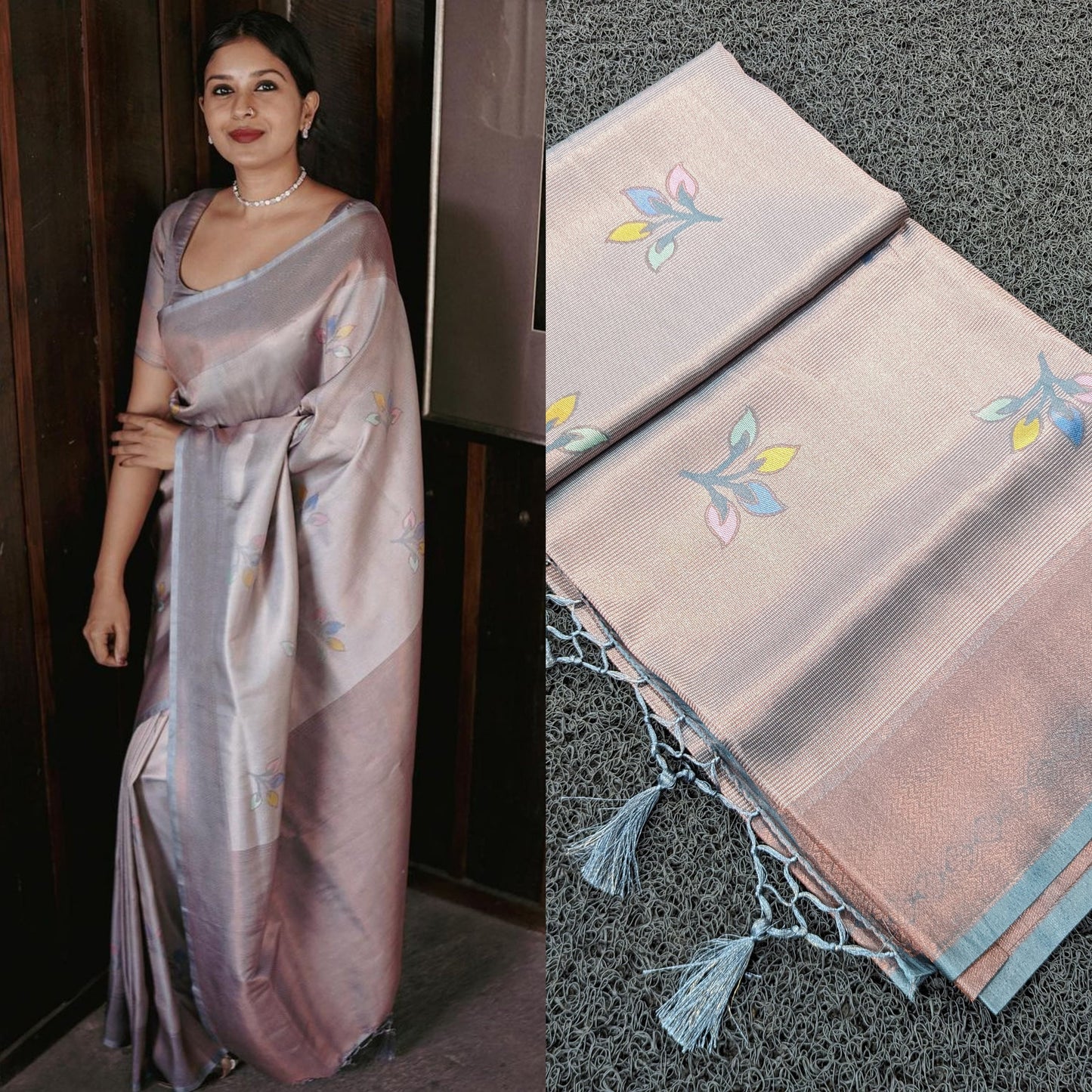 Kerala Premium Banarasi Contrast Weave Kubera Pattu Saree,Elastic Waist Ready To Wear,Vishu,Onam,Party Wear,Wedding,Special Gift To Her.