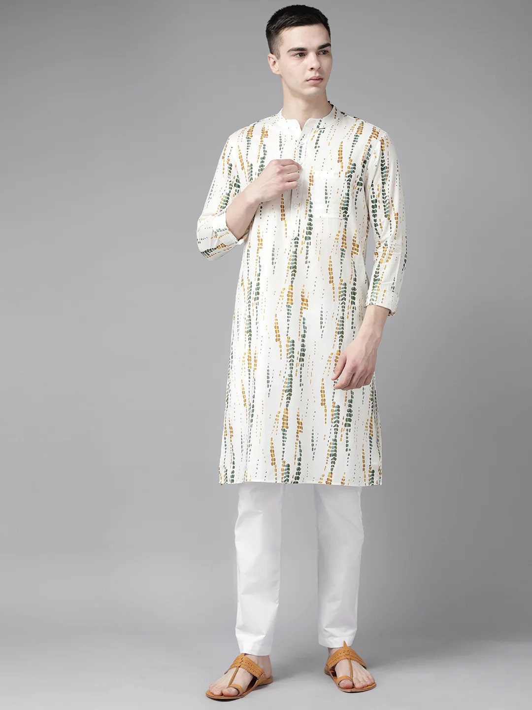 Rainbow Kurtha Cotton For Men With Dhothi,Handmade Designs,Onam,Vishu,Birthday,Marriage,Festival Occasions,Party Wear,Traditional Dress.