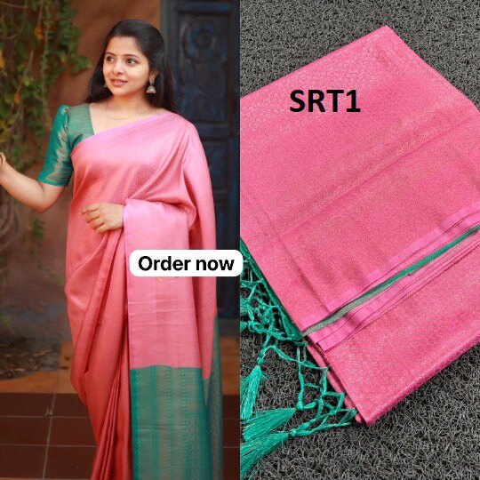 Kerala All Self Kuberapattu Saree With Contrast Pallu And Blouse 6.25 mtr,Kerala Silk Saree ,Vishu ,Onam Saree,Handmade Designs,Birthday.