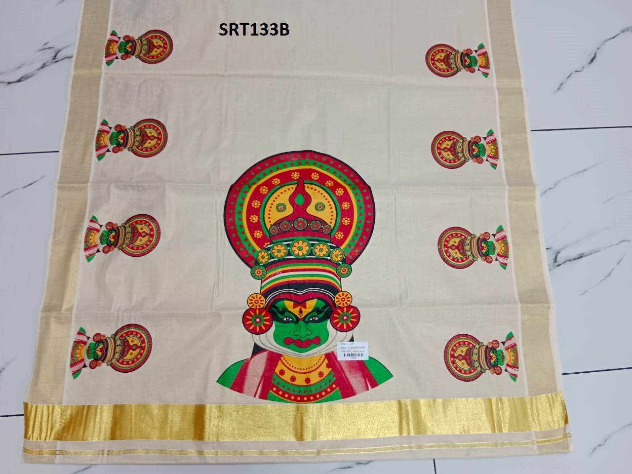 Kerala Big mural Kathakali golden tissue saree  6.25mtr,Kerala Saree,Vishu Saree,Traditional Onam Saree ,Handmade Designs,Pooja,Festivals