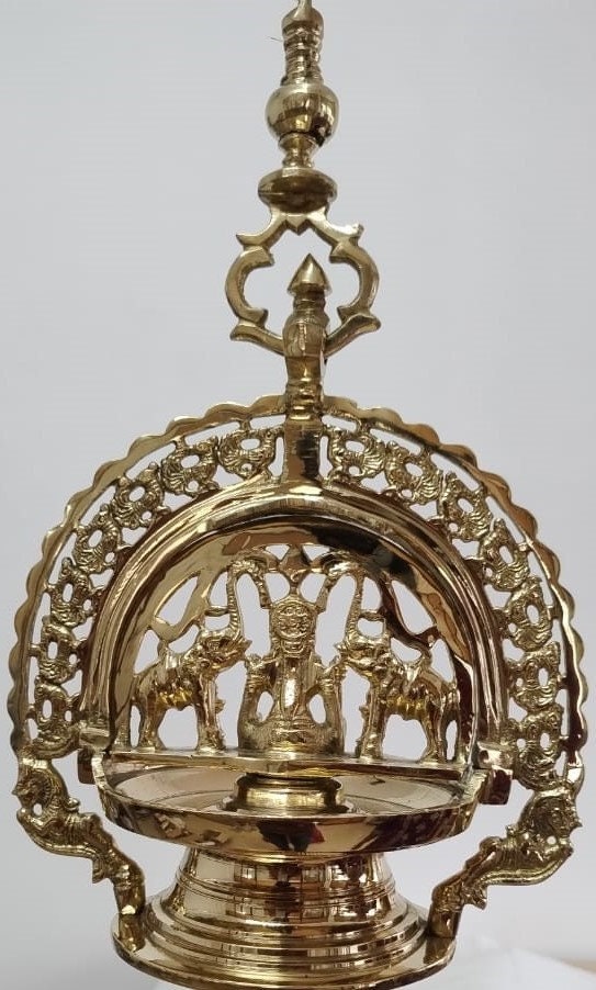 Traditional Kerala Brass Gajalakshmi Vilakku, Hanging Diya,Brass Oil Lamp , Payyannoor Lakshmi Diya,Diya for Pooja, Home Decor ,Brass Diya,