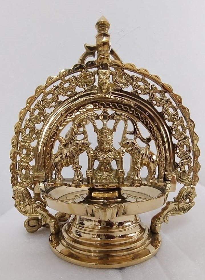 Traditional Kerala Brass Gajalakshmi Vilakku, Hanging Diya,Brass Oil Lamp , Payyannoor Lakshmi Diya,Diya for Pooja, Home Decor ,Brass Diya,