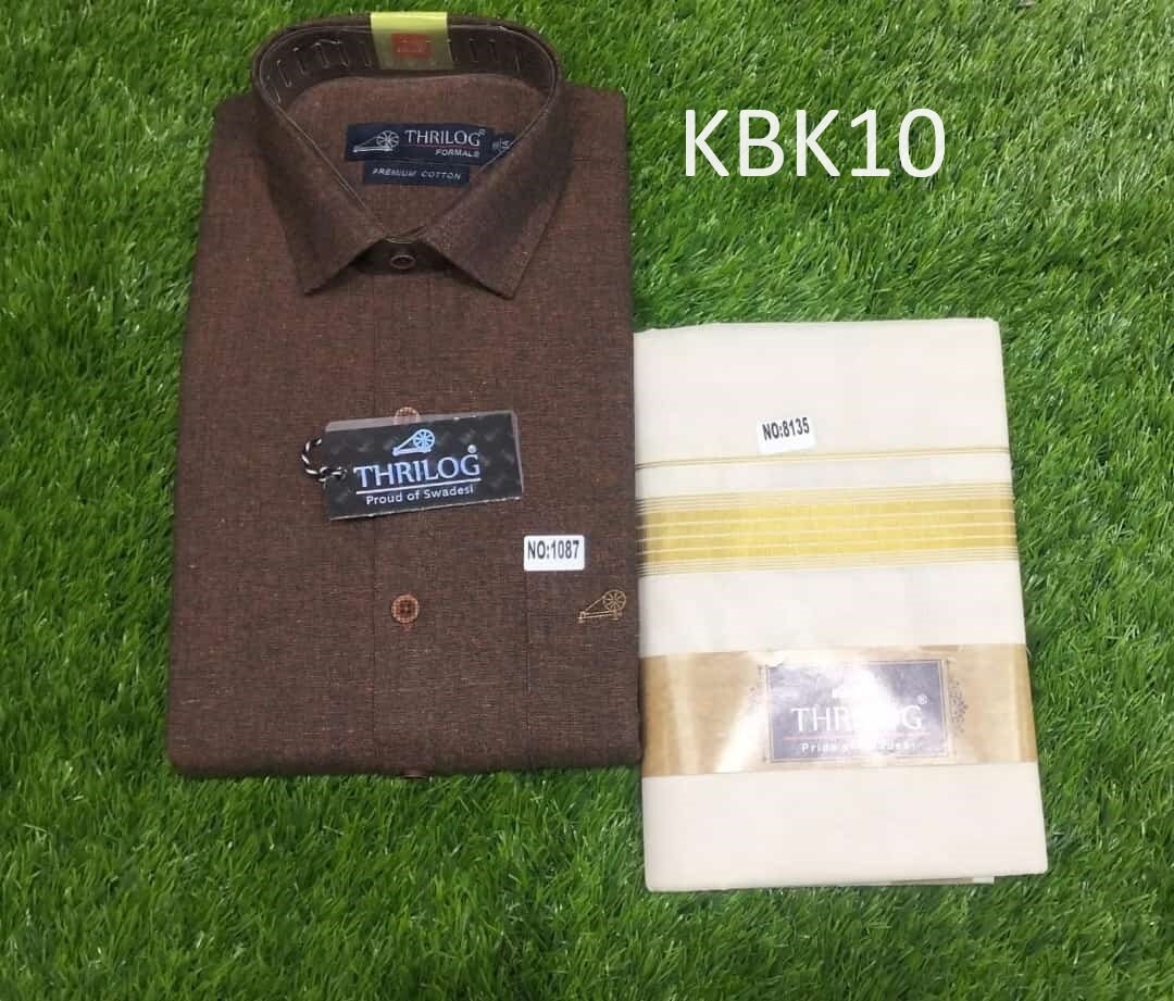 Kerala Khadi Shirt With Dhothi,Kerala traditional wear, Onam,Vishu, Birthday,Shirt size 38,40,42,44 Festival occasions,as agift