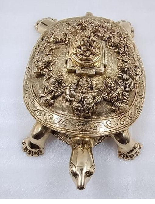 Brass shree asth laxmi yantra turtle ,Shree Yantra on Tortoise- Kurma ,Removing Vastudosha,for homes,offices,Hindu tradition,Indian cultural